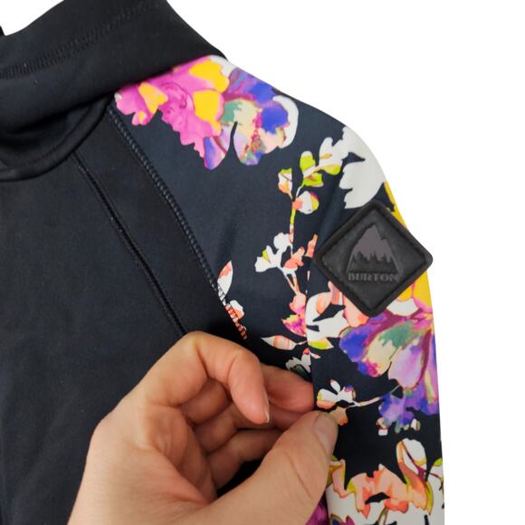 Burton Jacket Women L Black Floral Jacket Women Zip Up Jacket Hooded Jacket - Picture 5 of 8